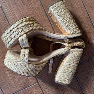 Woven platform heel sandals